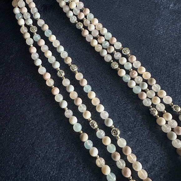 Jewelry - Multi-Strand Pastel Beaded Necklace with Silver Accents